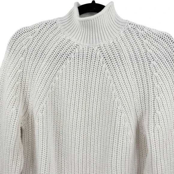 J. Crew Relaxed Rollneck Knit Cotton Sweater in White BE159 - Picture 4 of 9
